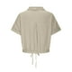 thumbnail image 4 of Vestidos Casuales Para Mujer, Blusas De Mujer De Moda Blusa corta de lino con solapa y botones sueltos para mujer, ropa de trabajo de verano, 4 of 5