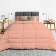 thumbnail image 2 of 3 Piece Luxury Long Box Pattern Comforter By D.N.G. BEDDINGS Set Premium Super Soft, All Season, 800 Thread Count, 100% Egyptian Cotton, Oversized Super King Size Peach Color, 2 of 5