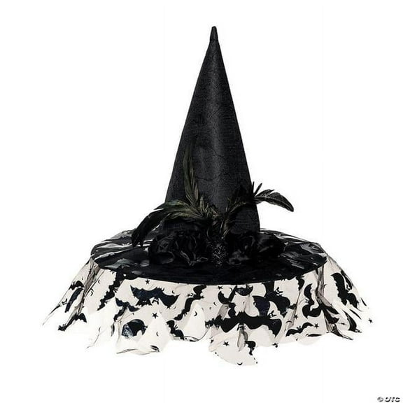 Witch Hat Deluxe Black with Veil Adult Costume Accessory - One Size