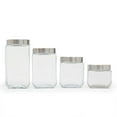 thumbnail image 3 of Home Basics 4 Pieces Glass Canister Set Square Glass, Clear, 3 of 8