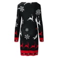 thumbnail image 3 of Women Christmas Outfit Women's Festive Holiday Printed Mini Dress with Long Sleeve Round Neck Above Knee Casual Fit Black S, 3 of 6
