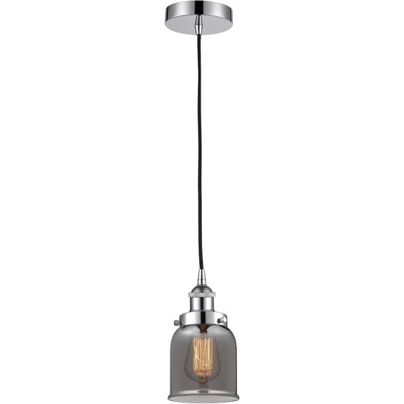 616-1PH-PC-G53-LED-Innovations Lighting-Bell - 1 Light Mini Pendant In Industrial Style-10 Inches Tall and 5 Inches Wide Polished Chrome Plated Smoke