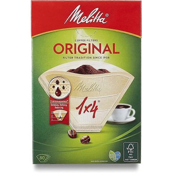 Melitta 6658076 Packaging original size 1x4, 40 pieces, filter coffee maker, brown, paper