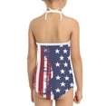 thumbnail image 5 of FOR U DESIGNS Breathable Halter Bathing Suits for Teens Girls USA Flag Off Shoulder Swimwear, 4th of July, Fashion Summer Beach Pool Swimsuit Size 3-4, 5 of 6