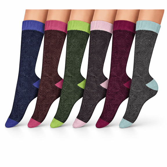 6 Pair Women's Ladies Comfort Blend Warm All Weather Multi Purpose Socks