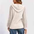 thumbnail image 5 of Gaigiky Shirts for Women Round Neck Drawstring Hoodies Solid Color Lace Spliced Long Sleeve Loose Fit Fall Daily Casual Pullover Outfits, 5 of 6