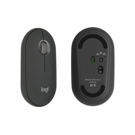 Logitech - Pebble Mouse 2 M350s Slim Lightweight Wireless Silent Ambidextrous Mouse with Customizable Buttons - Graphite