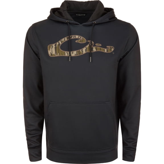 Drake Waterfowl Men's Performance 8-Shot Hunting Casual Stretching Hoodie with Kangaroo Pocket, Lined Hood & Embroidered Logo, Black, Large