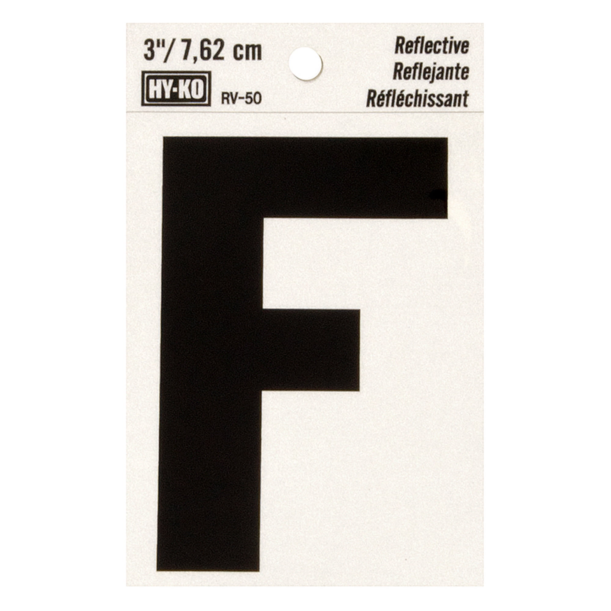 Hy-Ko 3' Reflective Vinyl Letter F, Self-adhesive Sticker, Weather-resistant