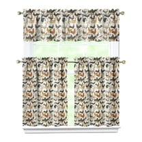 Kitchen Curtains 36 Inch Short - 3 Panel Set with Cute Farmhouse Egg & Chicken Print, Rod Pocket Window Curtain, 100% Polyester for Rustic Coop, Farm Kitchen, Easy Wash