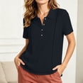 thumbnail image 4 of YanHoo Summer Shirts for Women Lapel Button Up Short Sleeve T-Shirts Loose Fit Pullover Tops Casual Solid Color Tee, 4 of 8