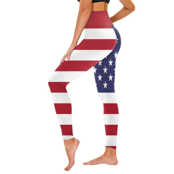 MKLEKYY Leggings deportivos para mujer, con estampado del 4 de julio, para yoga, correr, gimnasio, yoga, mallas de compresión, yoga, correr, fitness