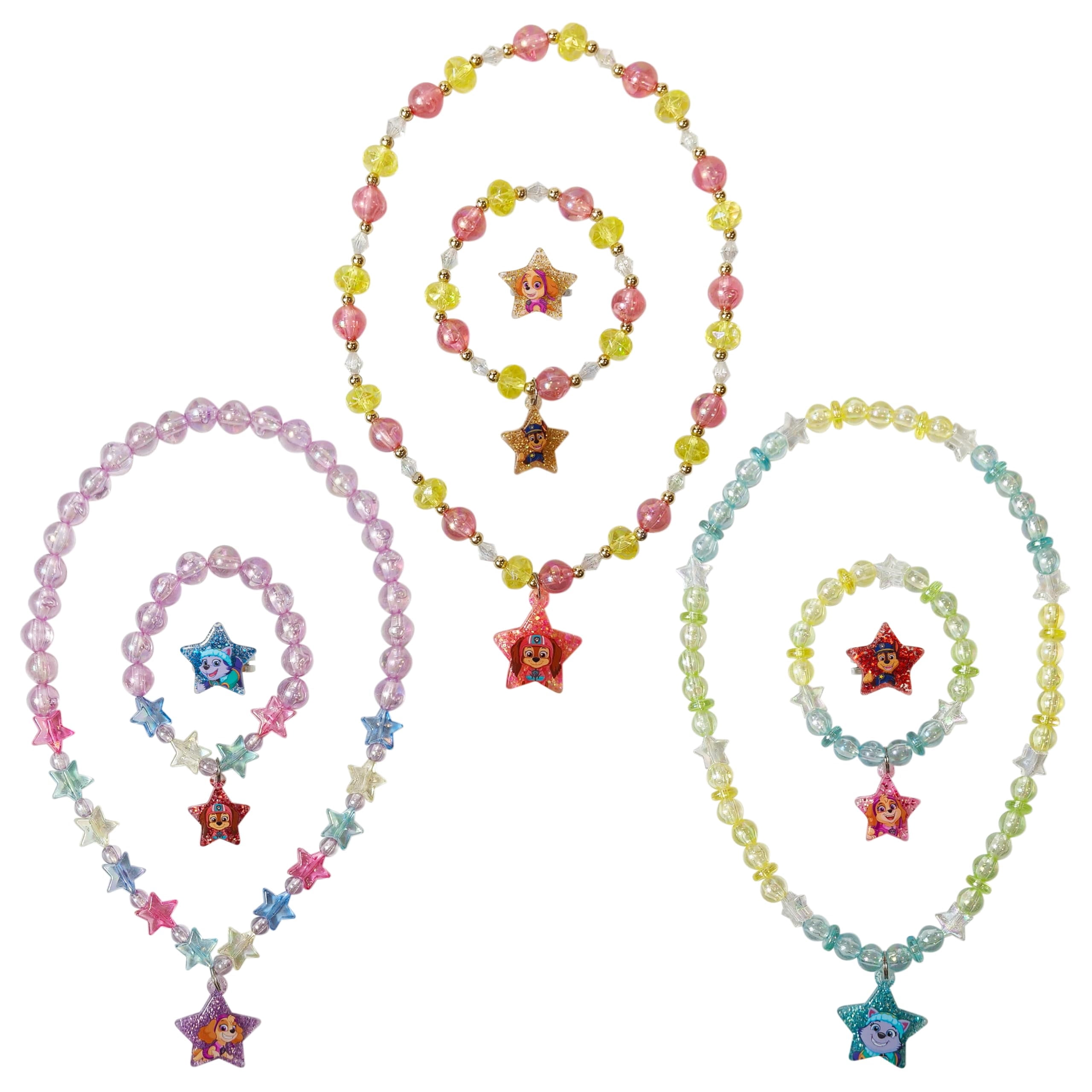 LUV HER Paw Patrol Girl's Jewelry Set - Dress up 9 Piece Toy Jewelry Box Set with Bead Necklace, Bracelet and Ring - Play Accessories - Ages 3+
