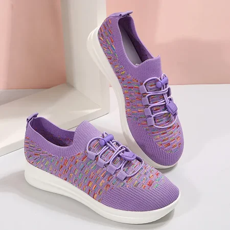 

Women‘s Fashion Knit Sneakers Breathable Soft Mesh Lace Up Casual Shoes Women‘s Low Top Walking Shoes