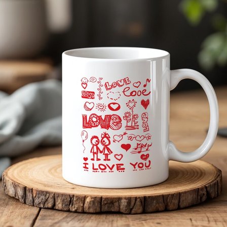 I Love You Mug 330ml Cute H1and Drawn Love Cup Romantic Gift for Her or Him Couple Coffee Mug VaL1entine’s Day Gift