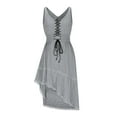thumbnail image 4 of Gray Beach Formal Date Night Evening Holiday Dresses for Ladies Summer Fall Sleeveless Lace Faux Linen Waves Midi Hawaiian Dresses Homecoming Dresses Womens 2025 M, 4 of 7