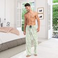 thumbnail image 7 of Men's Lightweight Pajama Bottoms Vertical Green Sprigs Stretch Elastic Waist Side Pockets Spring Fall, 7 of 7