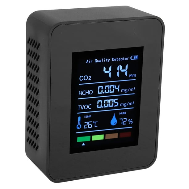 Detector de del Aire, Medidor de Temperatura de Humedad CO2 TVOC HCHO, Pantalla Digital Compacta, Monitor 5 EN 1, Portátil para El Hogar, la Oficina y El Coche