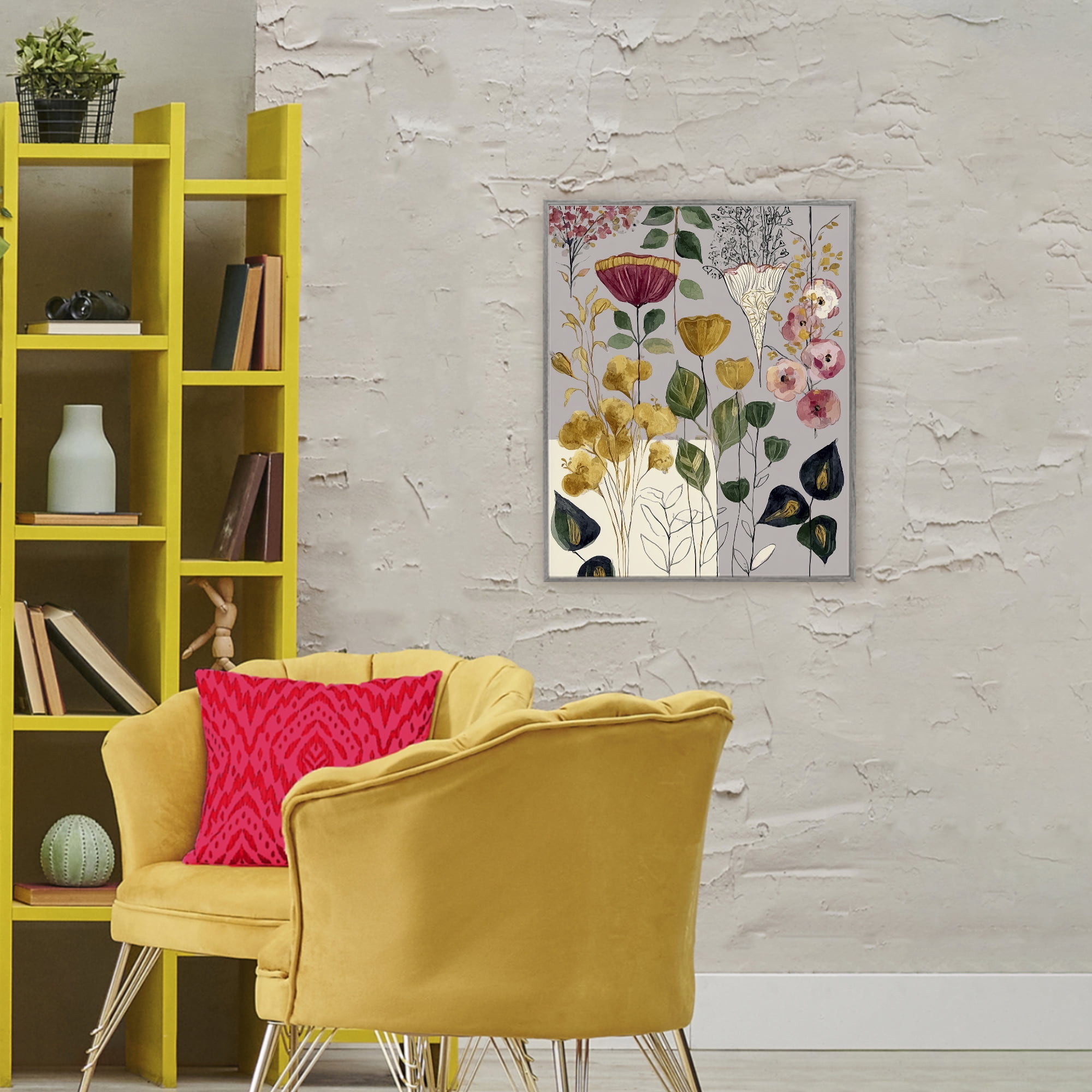 Playful Assumptions Foliage Gray Framed Giclee Art, design by Annabelle Hall