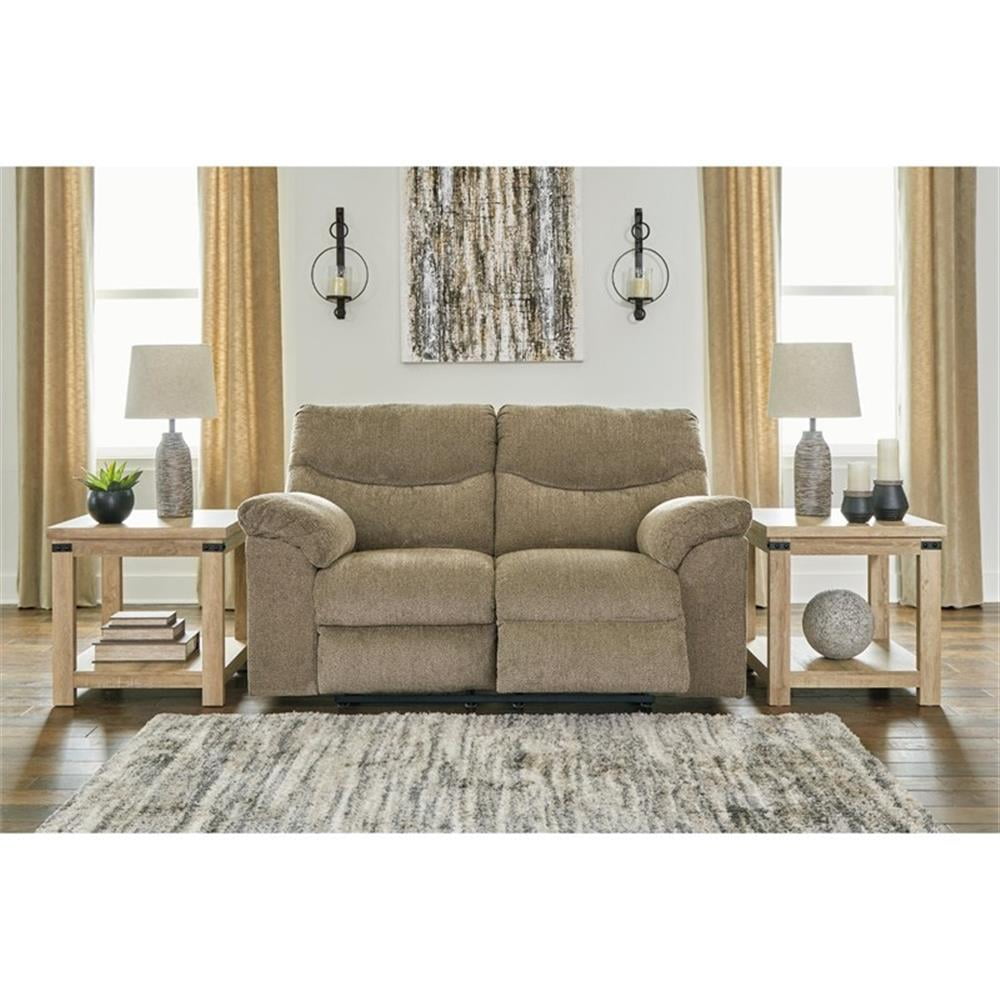 Bowery Hill Contemporary Fabric Reclining Loveseat in Light Brown