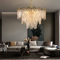 KPIBEST 24-inch French Luxury Gemstone Crystal Chandelier, 8-Light Vintage European Gold Chandelier, Ceiling Lighting Fixture for Living Room, Dining Room, Foyer, Lobby