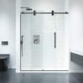 thumbnail image 6 of Dreamwerks 60 in. W x 79 in. H, 10mm. Thick Frameless Shower Door with Sliding Double Rollers, Clear Tempered Glass, Matte Black, 6 of 10