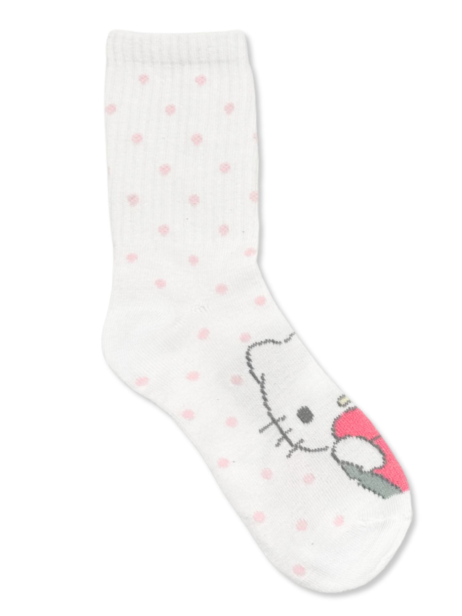 Hello Kitty Girls Mid-Crew Socks, 3-Pack, Sizes S/M-M/L