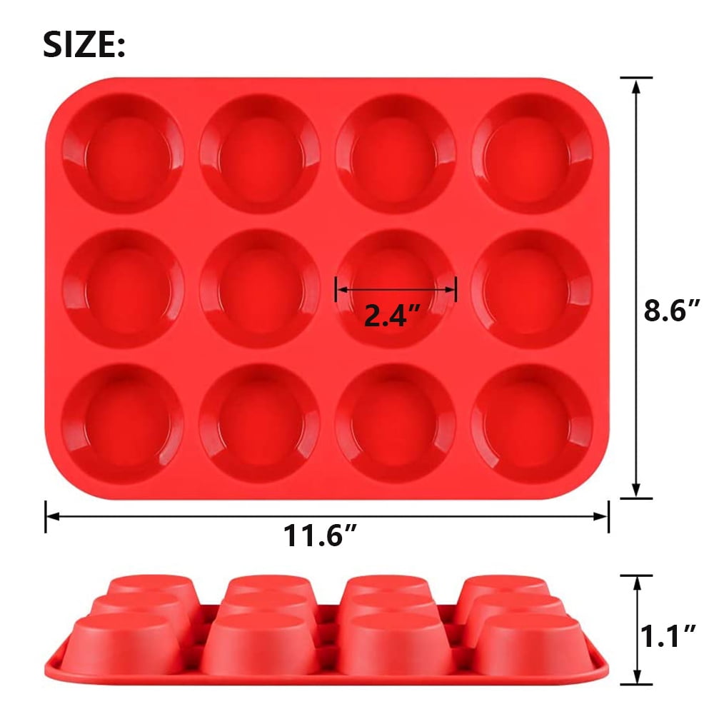 Silicone Muffin Pan Tin Cupcake Mold for Baking 12 Cups Muffin Nonstick