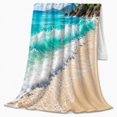 thumbnail image 2 of Turquoise Tropical Wave by Palm Shore, Vibrant Coastal Style for Ocean Lovers, Blue Sky Beach Scene and Birthday Gift, Cozy Flannel Blanket for Sofa and Sunroom, Nautical Home Decor, 2 of 9