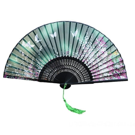 

Hollow Folding Fan Hand Fans Bamboo Portable Chinese Fan Handle Fans Women s Fan Summer Gift Decoration Green 1pcs