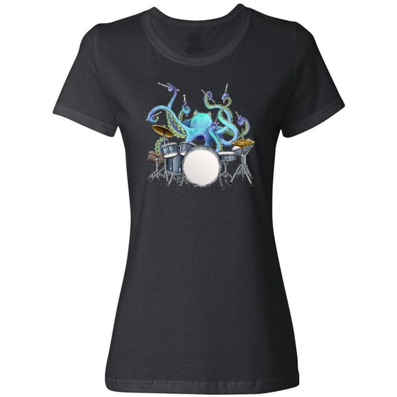 Inktastic Cute Blue Octopus Drumming Women's T-Shirt