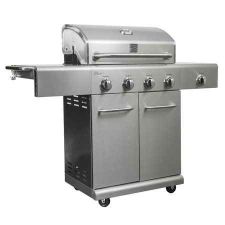 Kenmore 4 Burner 53000 BTU Stainless BBQ Propane Grill w/ Searing Side (Best Gas Grills With Searing Burner)