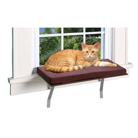 Window Perch seat: Sunny Kitty Window Sill Shelf, with Fleece Foam Cushion & Washable Cover