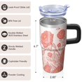 thumbnail image 3 of Rose 20oz Stainless Steel Tumbler with Handle and Straw – Insulated Travel Cup with Sliding Lid, 360° Full Wrap Printed Mug for Home, Outdoor & Sports Use, Flower, 3 of 6
