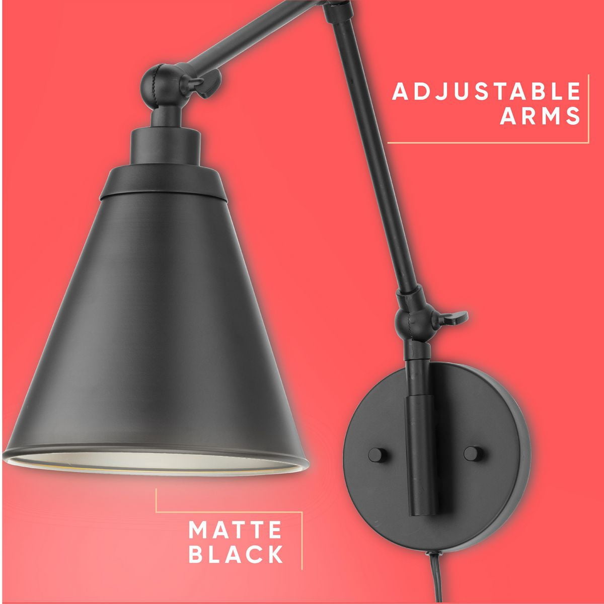 Avec Brynlee Collection Transitional Matte Black Wall Sconce with Metal Shade