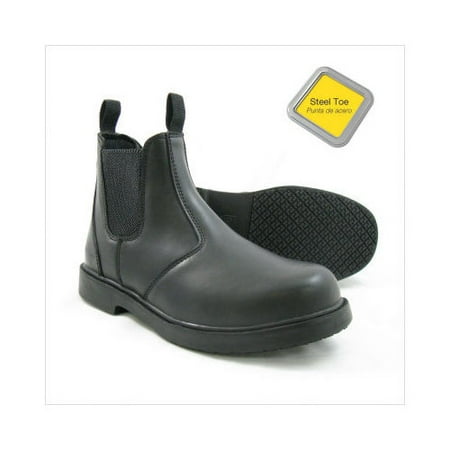 Genuine Grip Men's 7140 Slip-Resistant Steel Toe Work Boots in Black