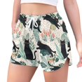 thumbnail image 2 of FORMRS Womens Swim Shorts Mesh Liner Quick Dry Casual Beach Board Bottom with Pockets, Sizes S-2XL, Black Floral Cat Pattern, 2 of 9