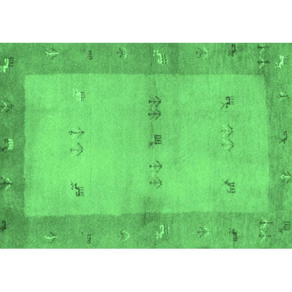 Ahgly Company Indoor Rectangle Oriental Emerald Green Traditional Area Rugs, 2' x 5'