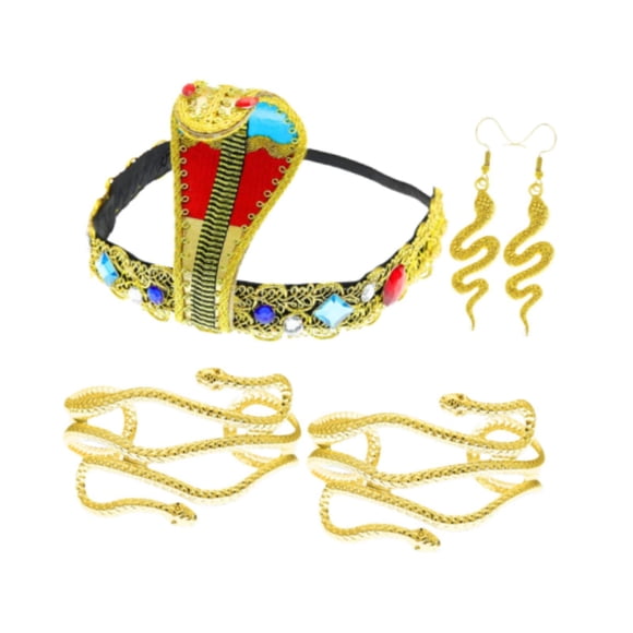 yingyy Mesmerizing Egyptian Queen Headpiece Costume Accessories Women With Elegant Snake Arm Cuffs And Pendants Acrylic