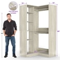 thumbnail image 6 of 36'' Corner Closet System - iSunirm Freestanding Corner Closet Organizer System with 2 Hanging Rods & 8 Storage Shelves, Built-in Garment Rack, for Bedroom/Closet, 36"W x 16"D x 80"H, White Oak, 6 of 7