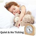 thumbnail image 2 of Hweilai Alarm Clock Bedside,no Ticking Bedside Clock Battery Powered With Snooze And Night Light Function,analogue Clock For Bedrooms, Table, Home, Kitchen, T Brown, 2 of 5