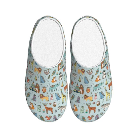 Kdxio Tribal Animals Women's Men's Slippers Plush Slip-On House Slipper for Winter Indoor Soft Cushion Non-slip Fluffy Slides Slippers-35/36