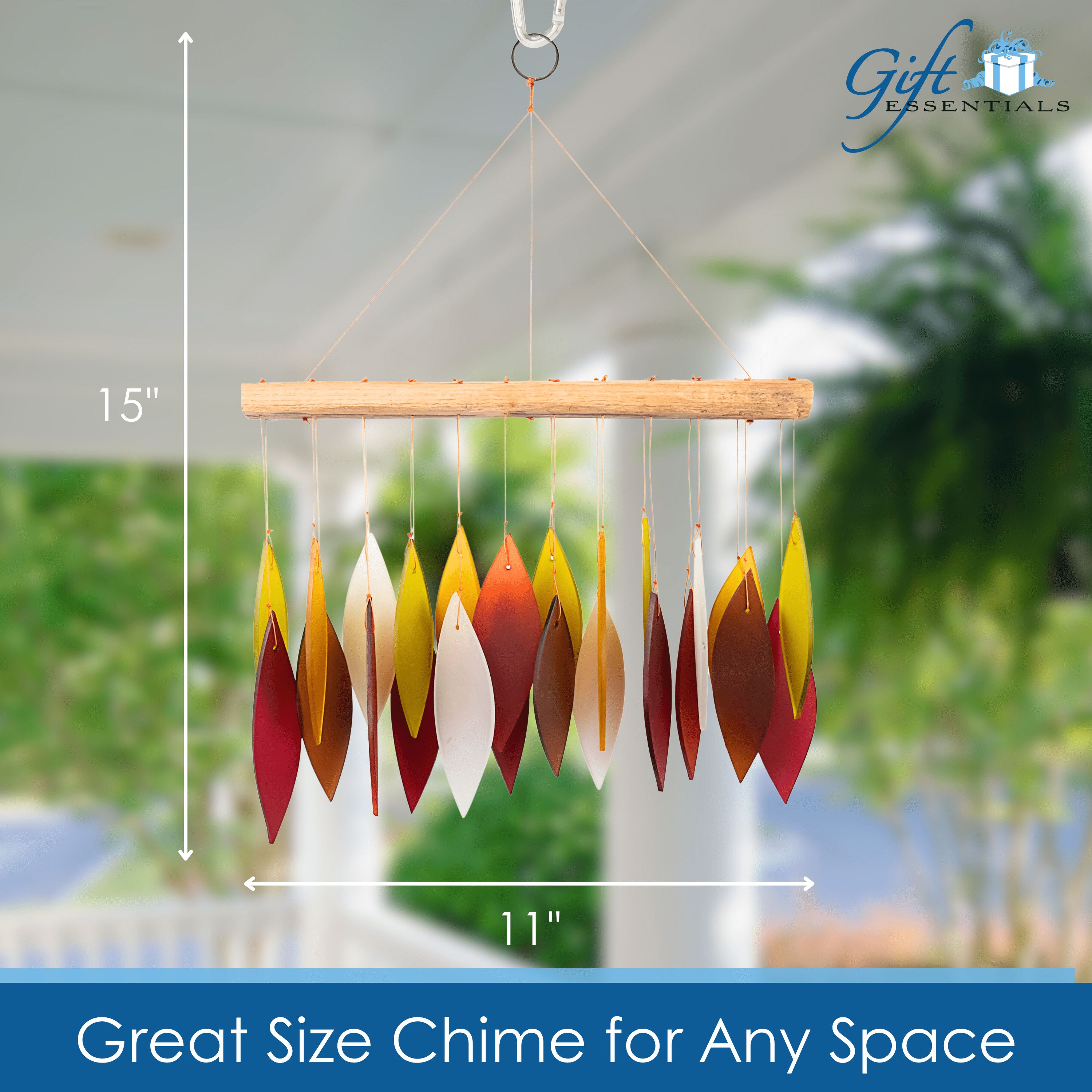 Blue Handworks Wind Chime Autumn Leaves Glass Wind Chimes Yard Decor