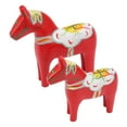 thumbnail image 3 of BIMZUC 1 Pair Wooden Swedish Dala Horse Statue Dalecarlian Figurine for Home Table Ornaments Decoration Wedding Gift Red Large 9.3in and Small 7.3in, 3 of 8