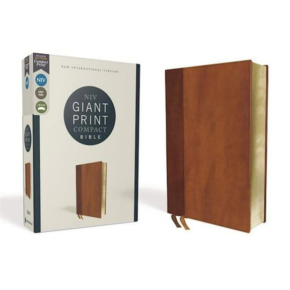 Zondervan 150502 NIV Giant Print Compact Bible, Brown - Leathersoft