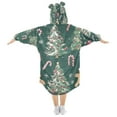 thumbnail image 2 of FORMRS Wearable Blanket Hoodie with Sleeves for Kids Cozy Flannel Sweatshirt, Red Christmas Gingerbread, 2 of 7