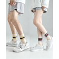 thumbnail image 6 of DOVACKA 6-Pack Neutral Striped Retro Crew Socks, Casual Cotton Socks for Men Women (Size 7-15), 6 of 7