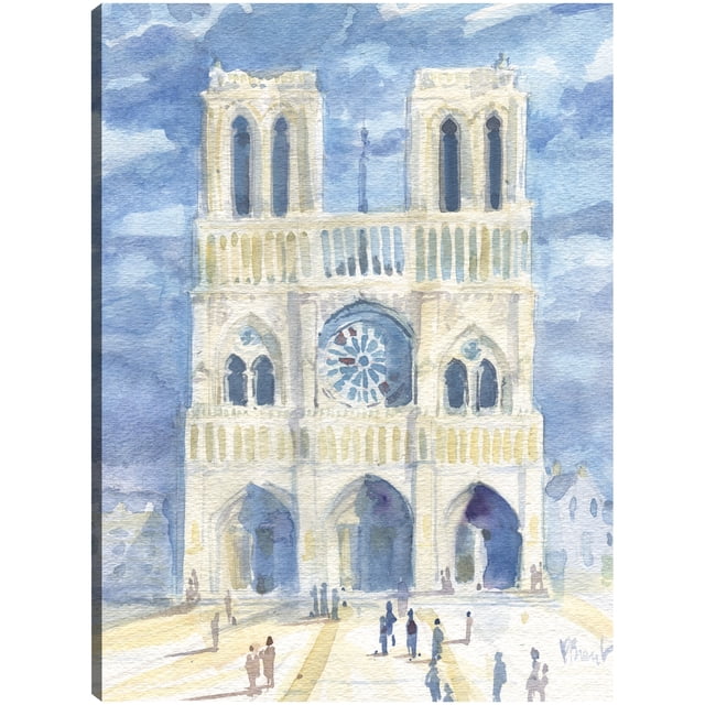 Cuadro Decorativo - Notre Dame a la luz del sol Jr Impresión en canvas, estrechado.