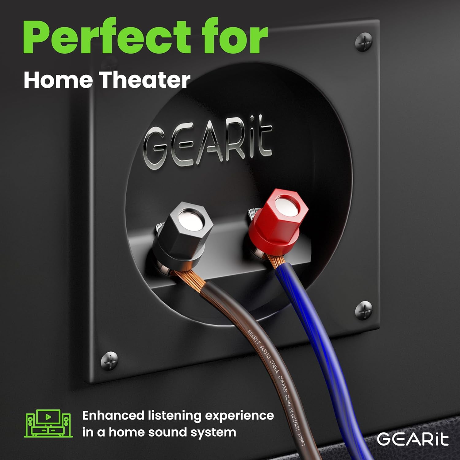 GearIT Pro Series 14 AWG Speaker Wire, Great Use for Home Theater and Car Audio, Black/Blue, 100 Feet / 30 Meters