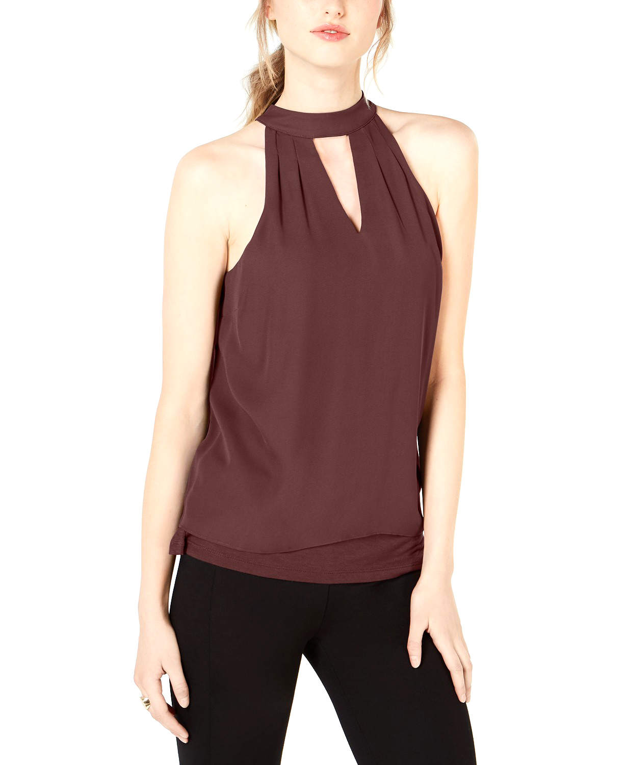 mock neck keyhole top